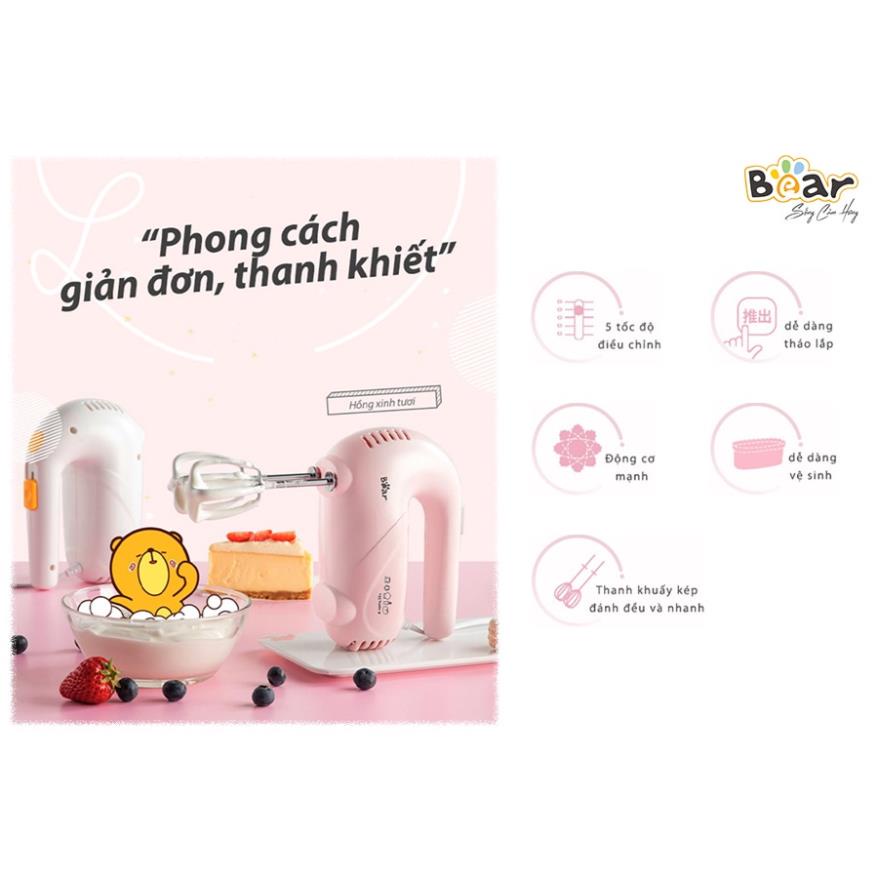 Máy đánh trứng mini cầm tay Bear động cơ 125W đánh bông nhanh chóng tích hợp 5 chế độ Gia dụng Bear Tuli Mart