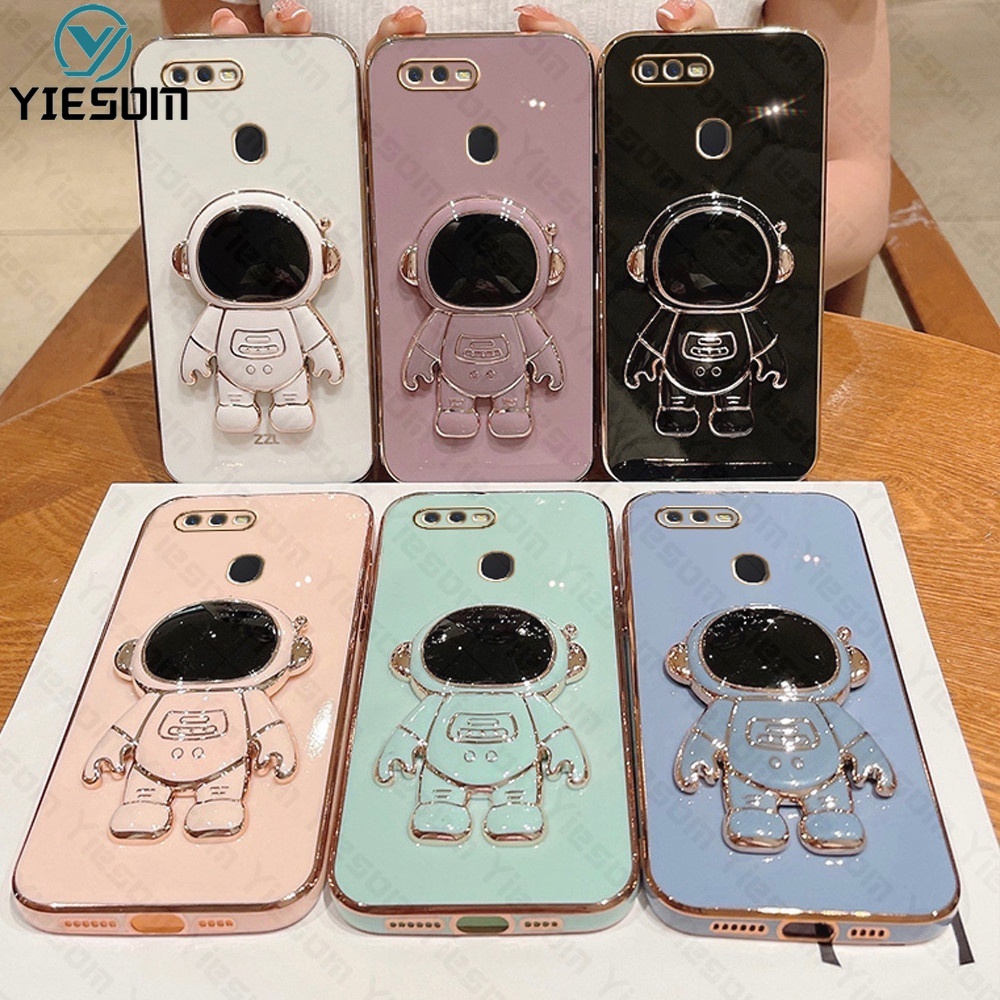 Ốp Điện Thoại Silicon Mềm Có Giá Đỡ Hình Vuông Mạ Sang Trọng Cho OPPO F9 F11 Pro F7 F5 F11 F9 Reno 4 2F 2