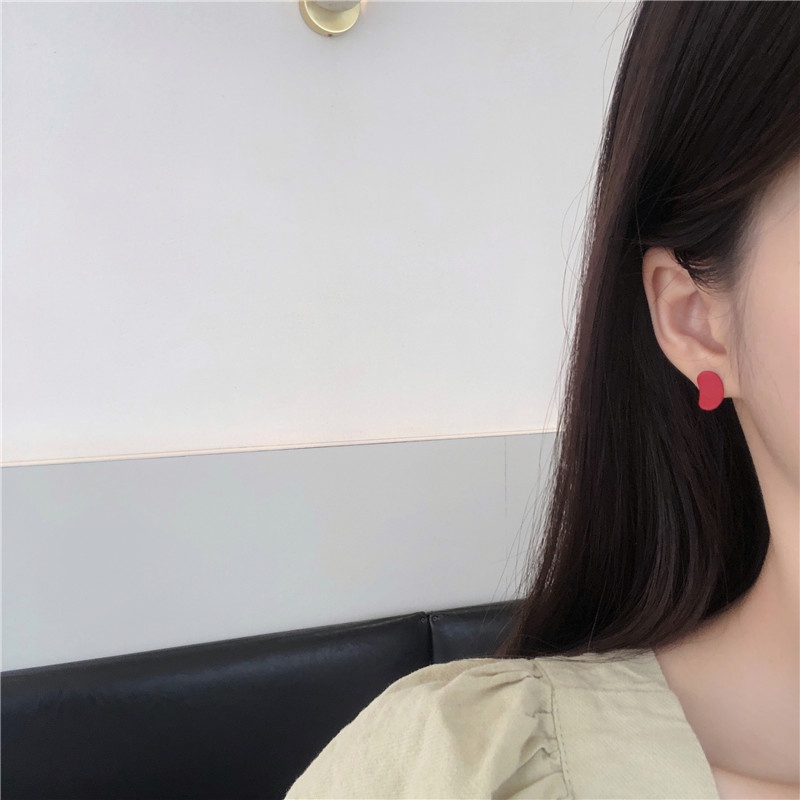 Khuyên tai hạt đậu màu sắc chuôi bạc S925 đơn giản thu hút phong cách Hàn Quốc Cocochang shop