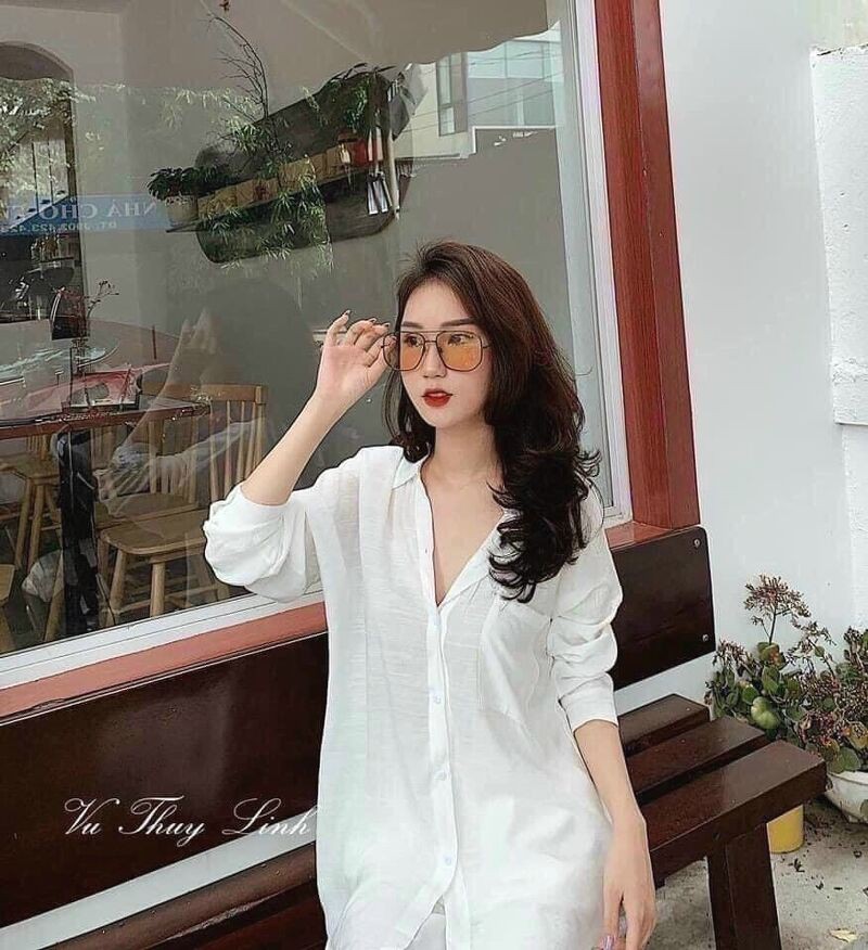 áo sơ mi form thụng mác Gu túi zip cao cấp