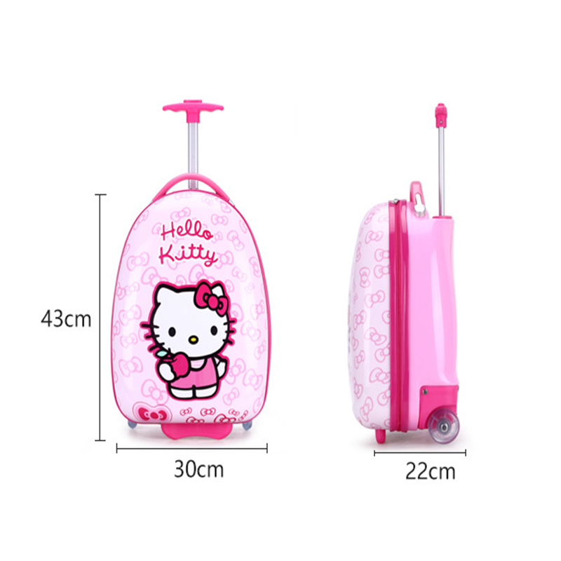 Vali trẻ em 18 inch Hello Kitty Phim hoạt hình Xe đẩy Trường hợp cho trẻ em Túi hành lý du lịch