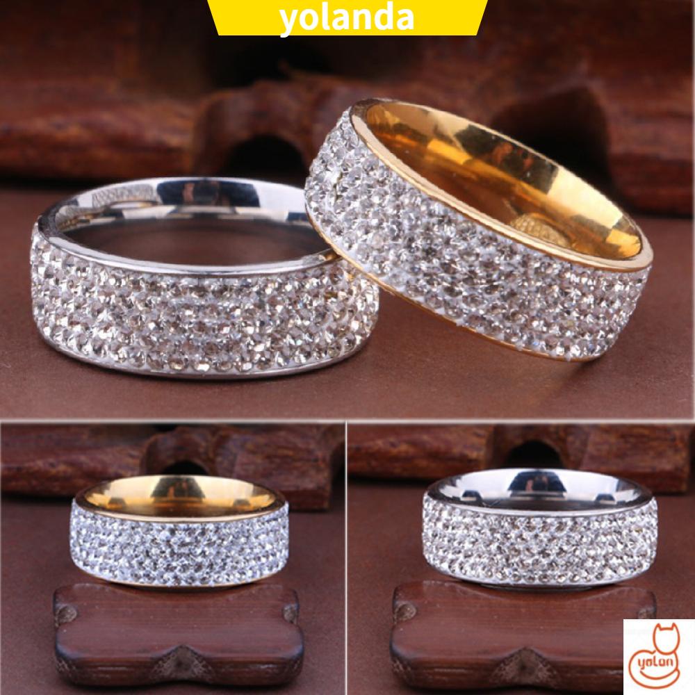 Nhẫn đeo tay bằng thép không gỉ đính đá zircon nhiều màu thời trang cỡ 8-12 8mm