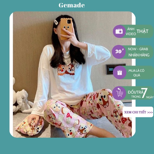 Bộ đồ ngủ thu đông bộ pijama nữ dễ thương quyến rũ mẫu mới chất đẹp phong cách Hàn Quốc Style 2020