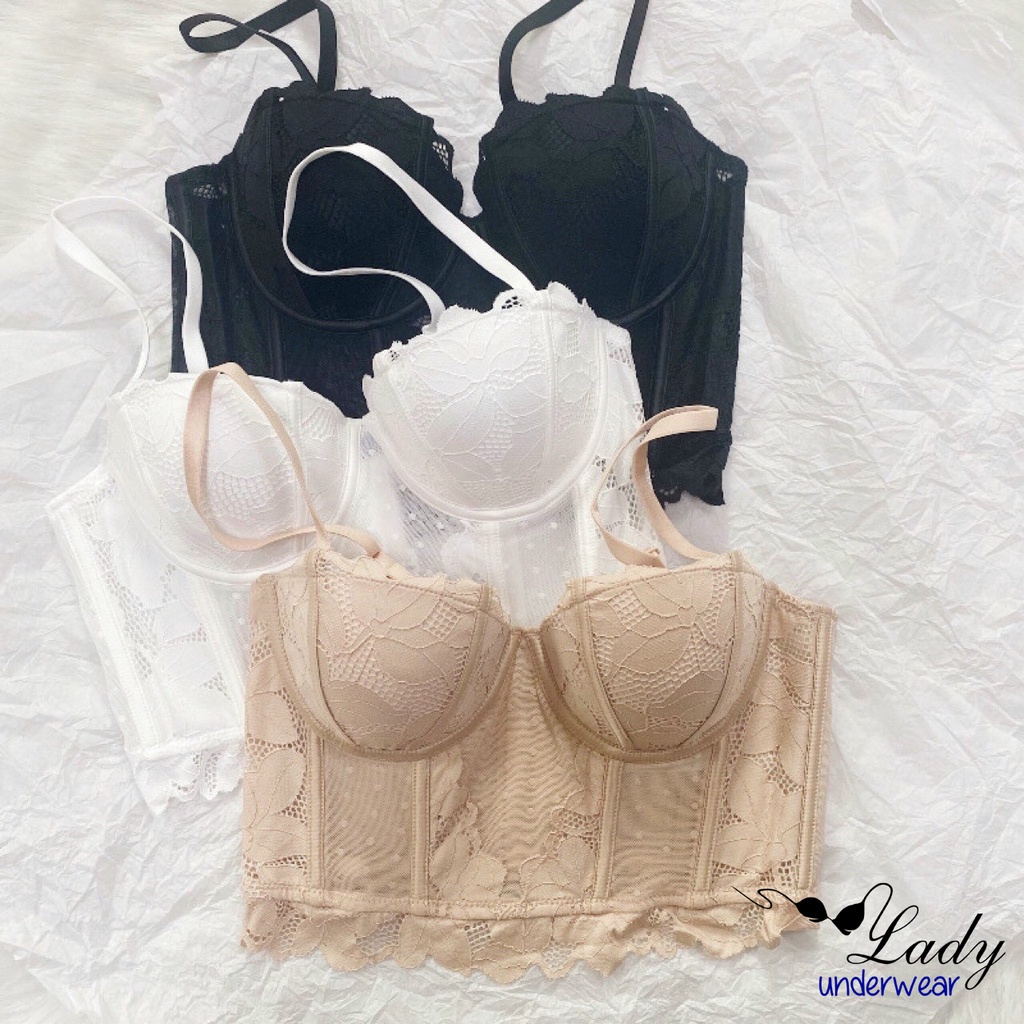 Áo Corset Push Up Ren 7 Xương Định Hình Nâng Ngực, Áo Croset Bra Nữ Có Gọng Cup Ngực Đệm Mỏng Gợi Cảm