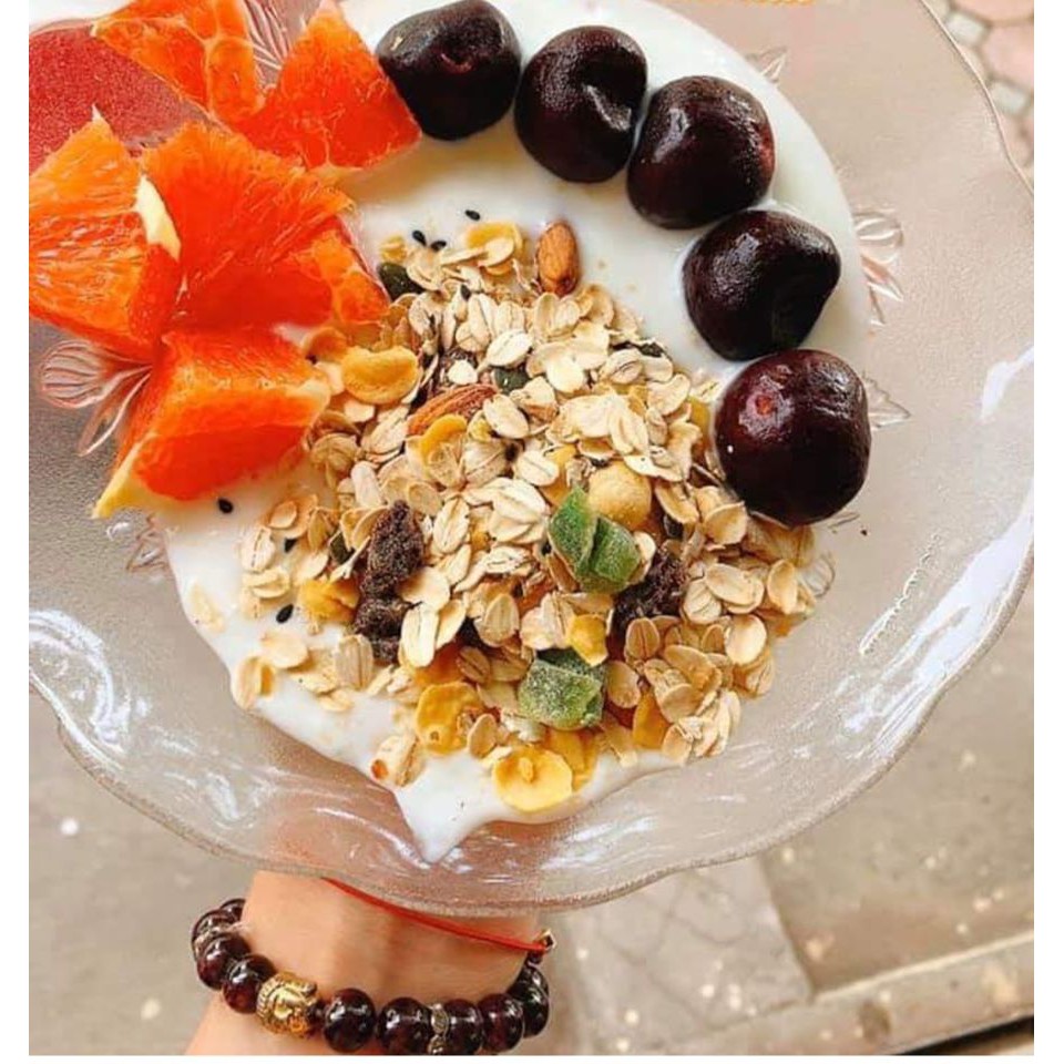 Granola Siêu Hạt Ăn Kiêng Giảm Cân Ít Yến Mạch Mix thêm Hạt điều, Hạnh nhân, Macca Ăn Liền Hũ 500g