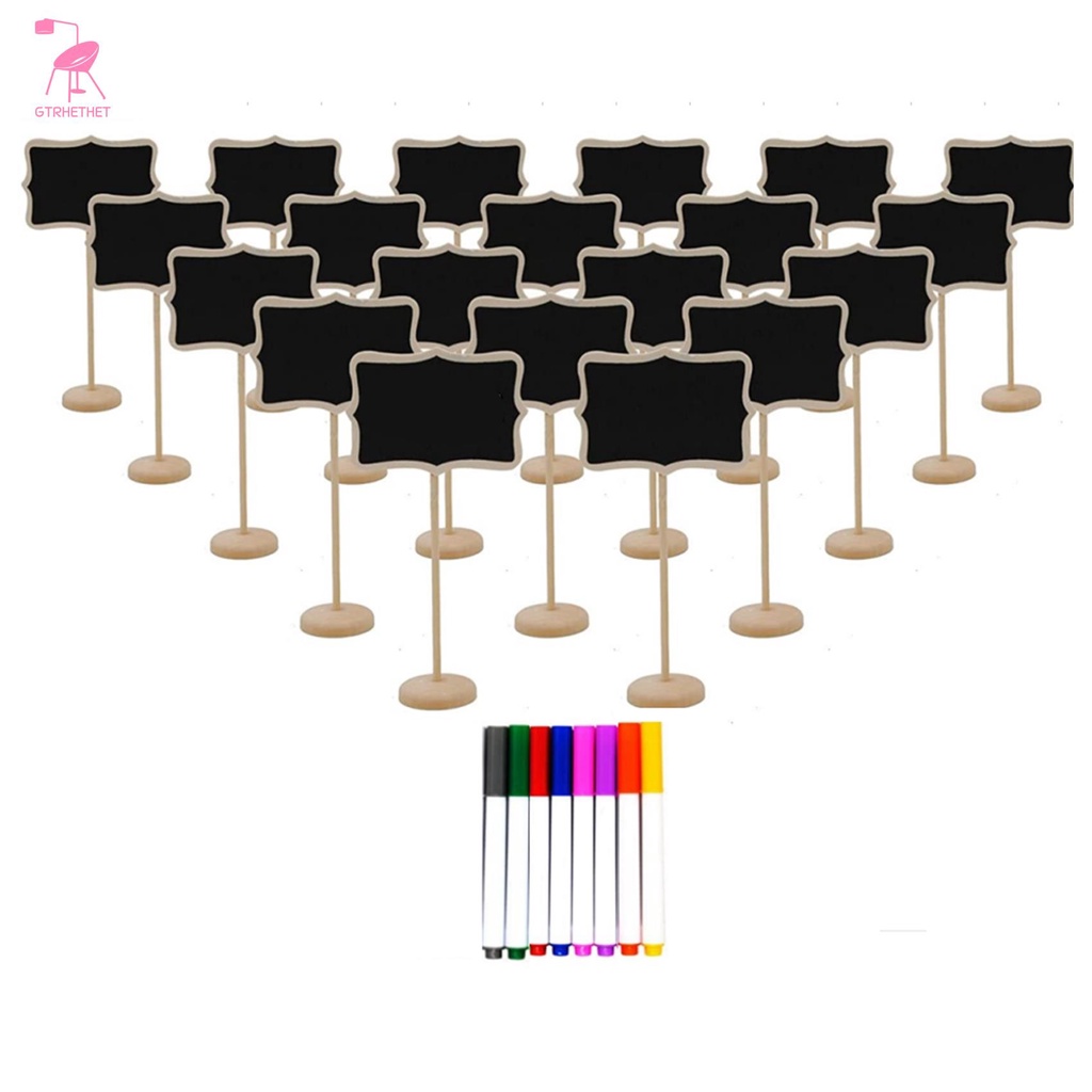 Bộ 20 Bảng Đen Mini Có Giá Đỡ Easel Đựng Thức Ăn Cho Tiệc Buffet / Bảng Ghi Chú