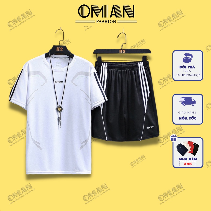 Bộ quần áo mặc nhà thể thao nam mùa hè SPORT thun co giãn - OMAN BH26