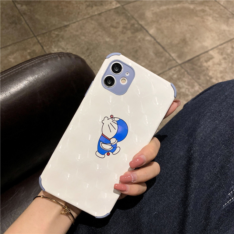 Leather Case For iPhone 12 Pro Max iP11 x XR Four Angle Anti Fall Case 6 7 8 Plus Doraemon Printing Reflective Soft Casing | BigBuy360 - bigbuy360.vn