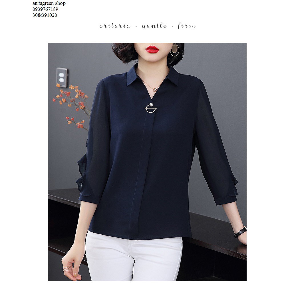 tk391020-áo sơ mi nữ màu xanh đen(thoi trang anitagreen)