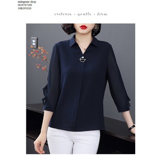 tk391020-áo sơ mi nữ màu xanh đen(thoi trang anitagreen)