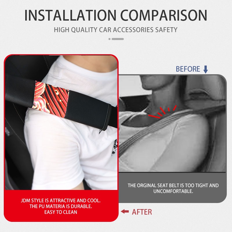 JDM dây đai an toàn đệm ô tô 2PC phổ cập phong cách nhật bản Đệm Bọc Dây Đai An Toàn Xe Hơi Thoải Vỏ bọc dây đai an toàn họa tiết xe hơi  trang trí  Bao bọc vai xe hơi sự bảo vệ Bọc vải đệm vai dây đai an toàn xe hơi phụ kiện nội thất ô tô