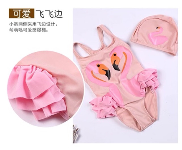 [LOẠI 1] Bộ đồ bơi bikini bé gái hình thiên nga kèm nón