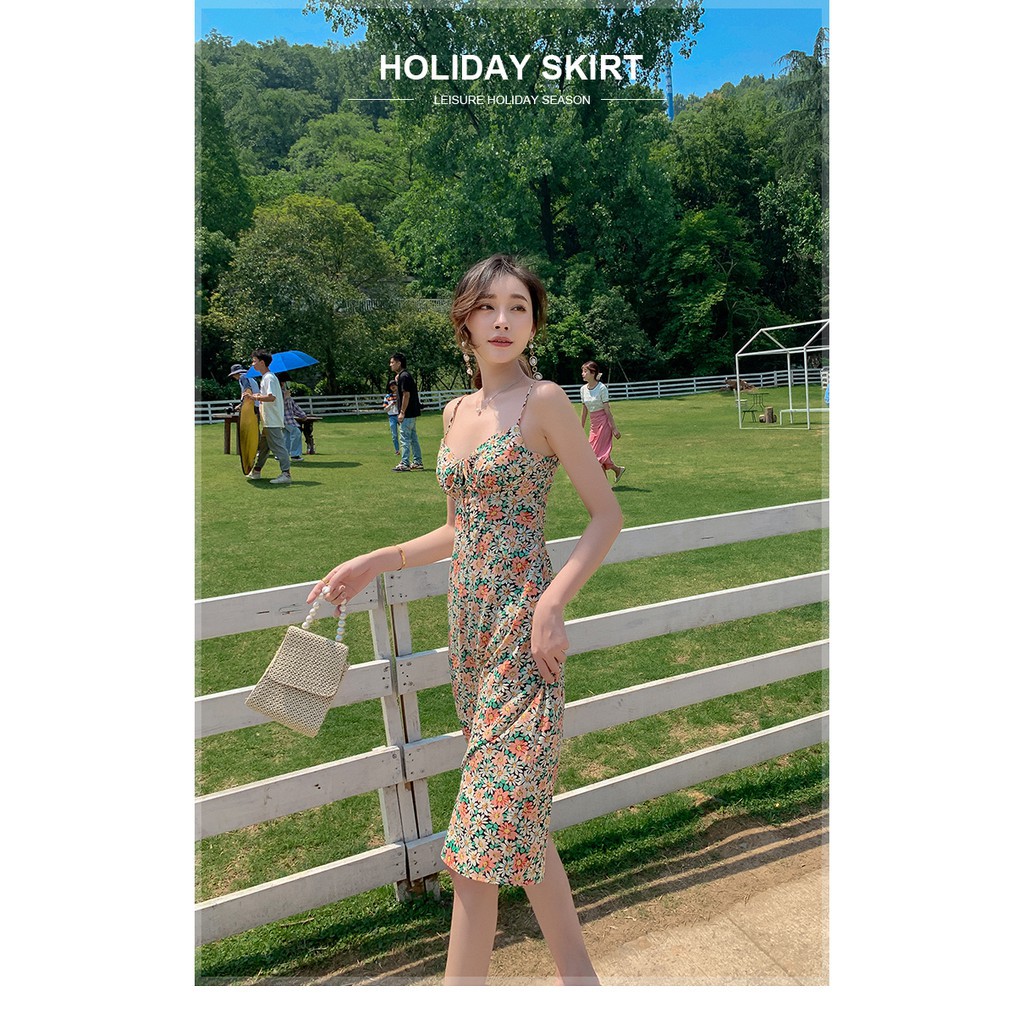 Đầm Hai Dây In Hoa Xinh Xắn Dành Cho Nữ