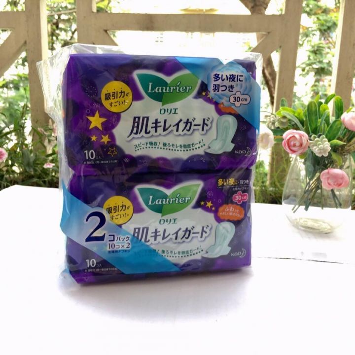 Combo 2 gói băng vệ sinh đêm Laurie có cánh (18 miếng) - không cánh (22 miếng) Hàng Nhật Nội Địa