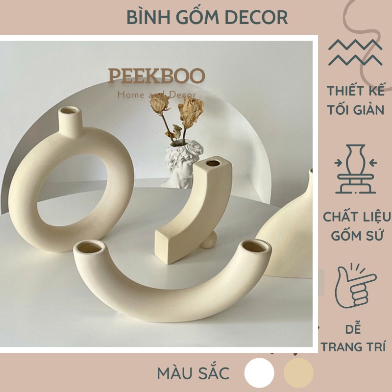 Bình Gốm Nghệ Thuật Trang Trí Phong Cách Trừu Tượng Độc Đáo DECOR Cắm Hoa Khô Trang Trí Chụp Ảnh-Peekboo.decor