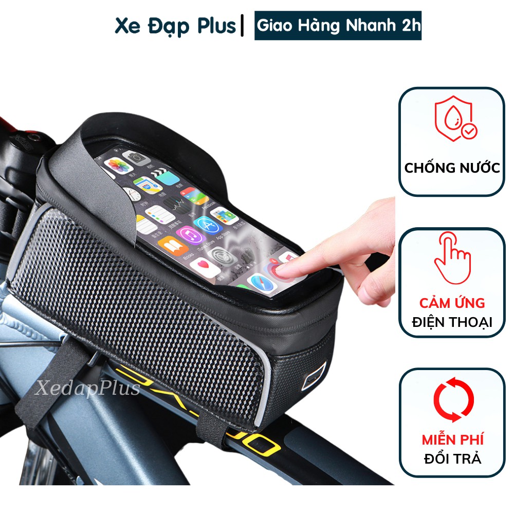 Túi treo xe đạp cao cấp chống nước Hay Sport có mái che - Đựng điện thoại, đồ dùng cá nhân
