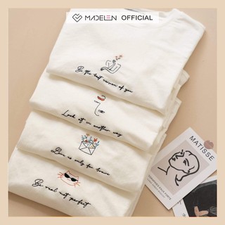 Áo thun thêu nữ MADELEN họa tiết cute chất Cotton lụa thoáng mát form Freesize