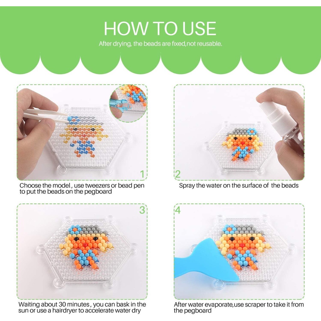 Bộ Đồ Chơi Xếp Hình 1500 Hạt Nước Ma Thuật Sáng Tạo Cho Bé