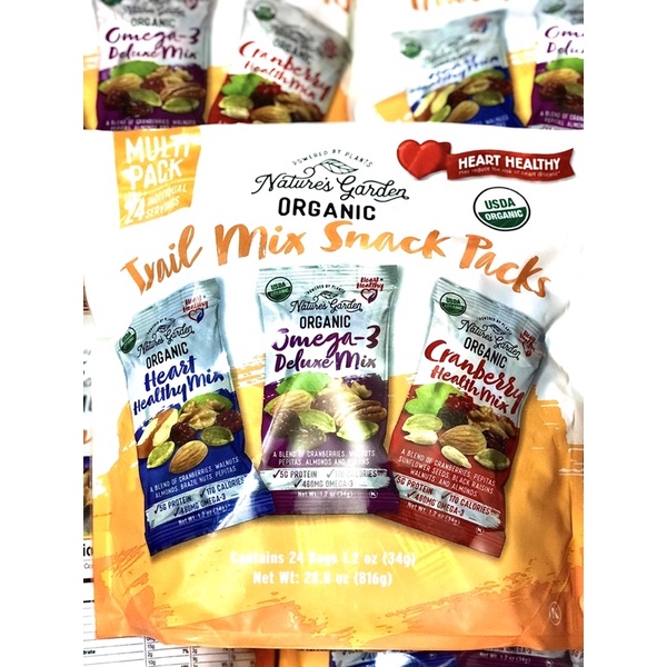 HẠT SẤY KHÔ TỔNG HỢP Nature Garden Trail Mix Snack Packs túi 816g