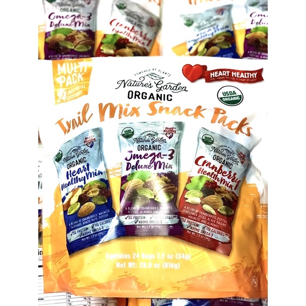 HẠT SẤY KHÔ TỔNG HỢP Nature Garden Trail Mix Snack Packs túi 816g(24 túi nhỏ)