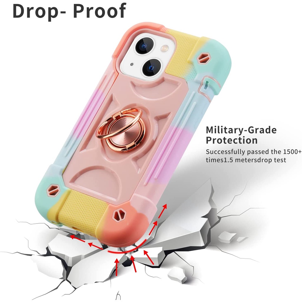 Ốp Điện Thoại Tích Hợp Xoay 360 Độ Cho iPhone 12 Pro max 12Pro 12Mini 13 14 Pro max°Ốp Điện Thoại Bảo Vệ Toàn Diện Chống Rơi Phong Cách Quân Đội