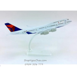 Mô hình máy bay b747-400 delta airlines 20cm có bánh xe