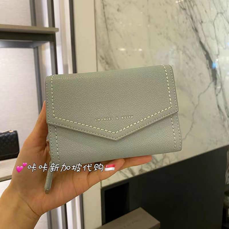 Ví gập CnK bì thư cúc bấm khoá kéo nhiều ngăn size trung 14cm fullbox