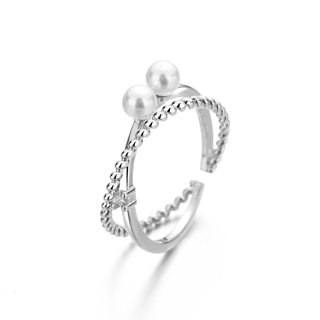 Nhẫn Đeo Tay Kim Loại Đính Ngọc Trai Xinh Xắn Cho Nữ