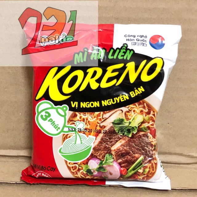 Túi Mỳ Koreno Up 3 Phút Vị Bò Cay 75g