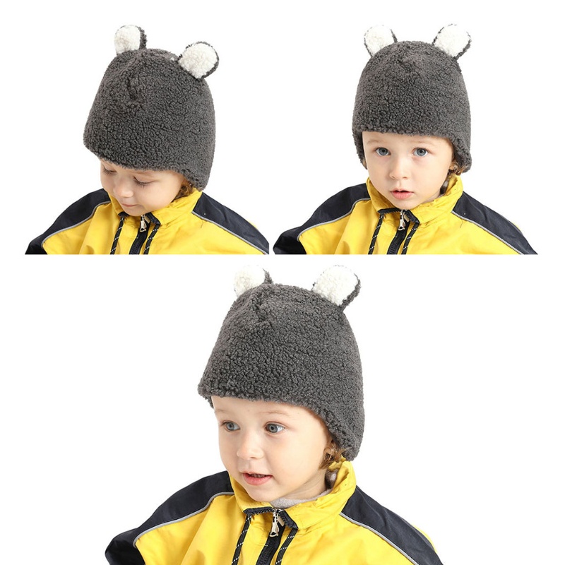 Set 1 Mũ Beanie Tai Gấu Kèm Khăn Choàng Cổ Giữ Ấm Mùa Đông Dễ Thương Cho Bé