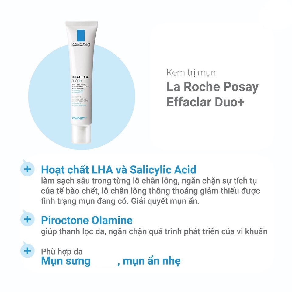 La Roche Posay Duo+ - Kem giảm mụn LA ROCHE POSAY EFFACLAR DUO+ giảm mụn, ngừa vết thâm 15ml