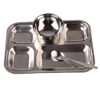 khay cơm inox 5 ngăn, khay chia cơm 5 ô