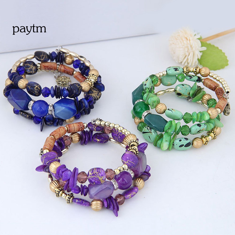 Vòng tay đá tự nhiên nhiều lớp cho nữ