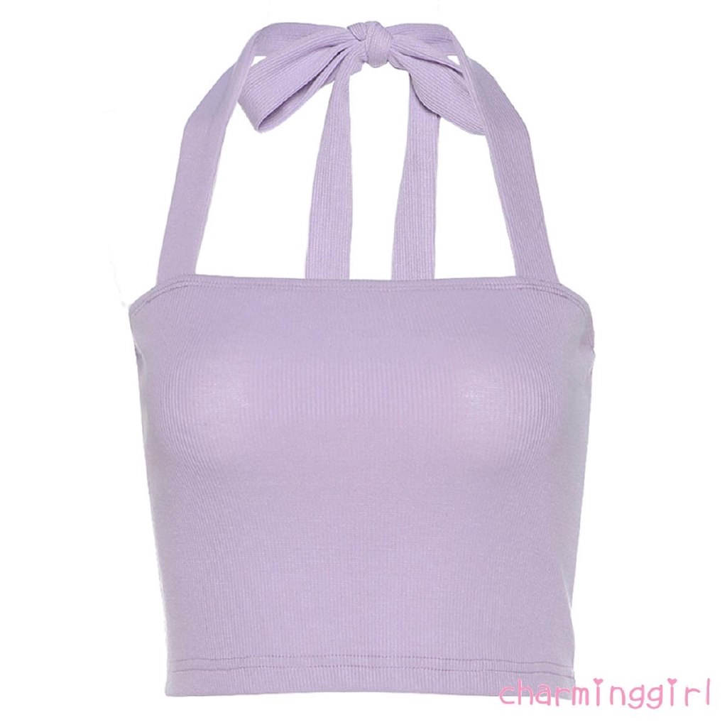 Áo Hai Dây Hở Lưng Màu Trơn Quyến Rũ Cho Nữ