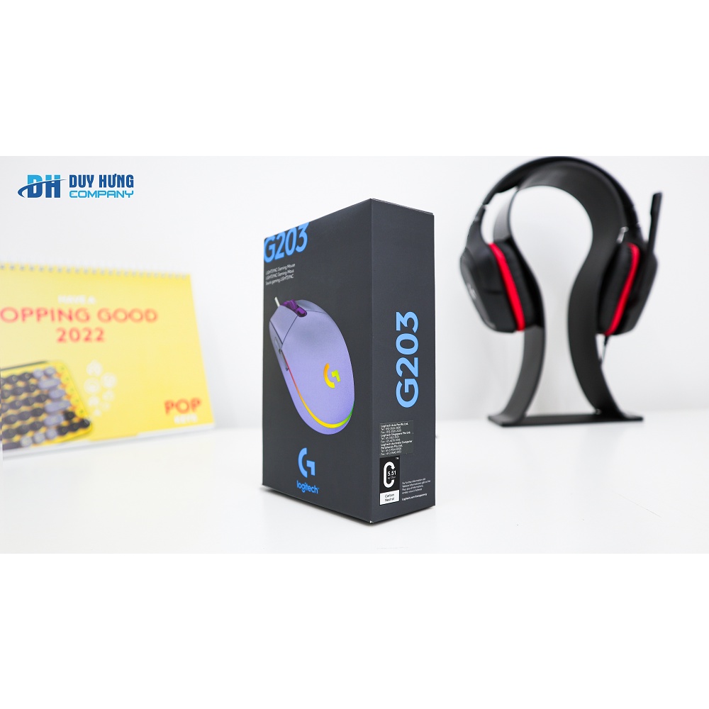 Chuột Gaming có dây Logitech G203 Màu Tím Lilac