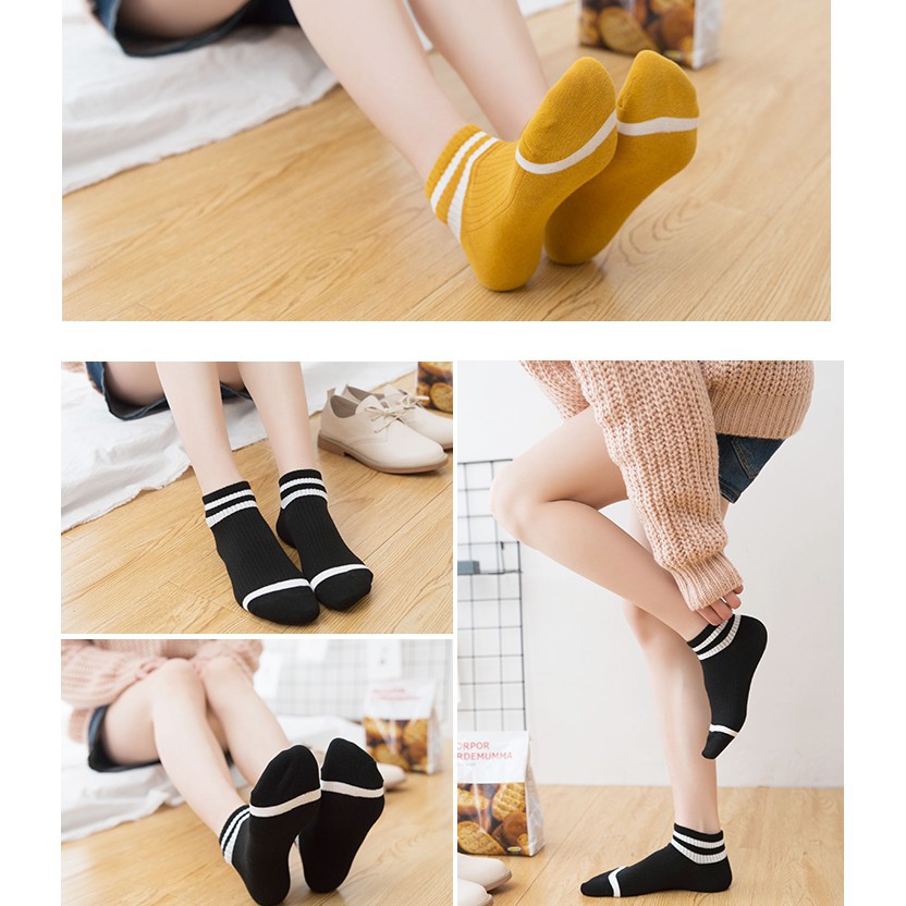 SUXI Vớ cotton cổ thấp phong cách Hàn Quốc ngang mắt cá chân chất lượng cao