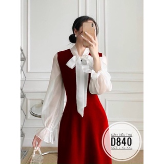 Đầm tiểu thư nơ d840 từ 55-100kg