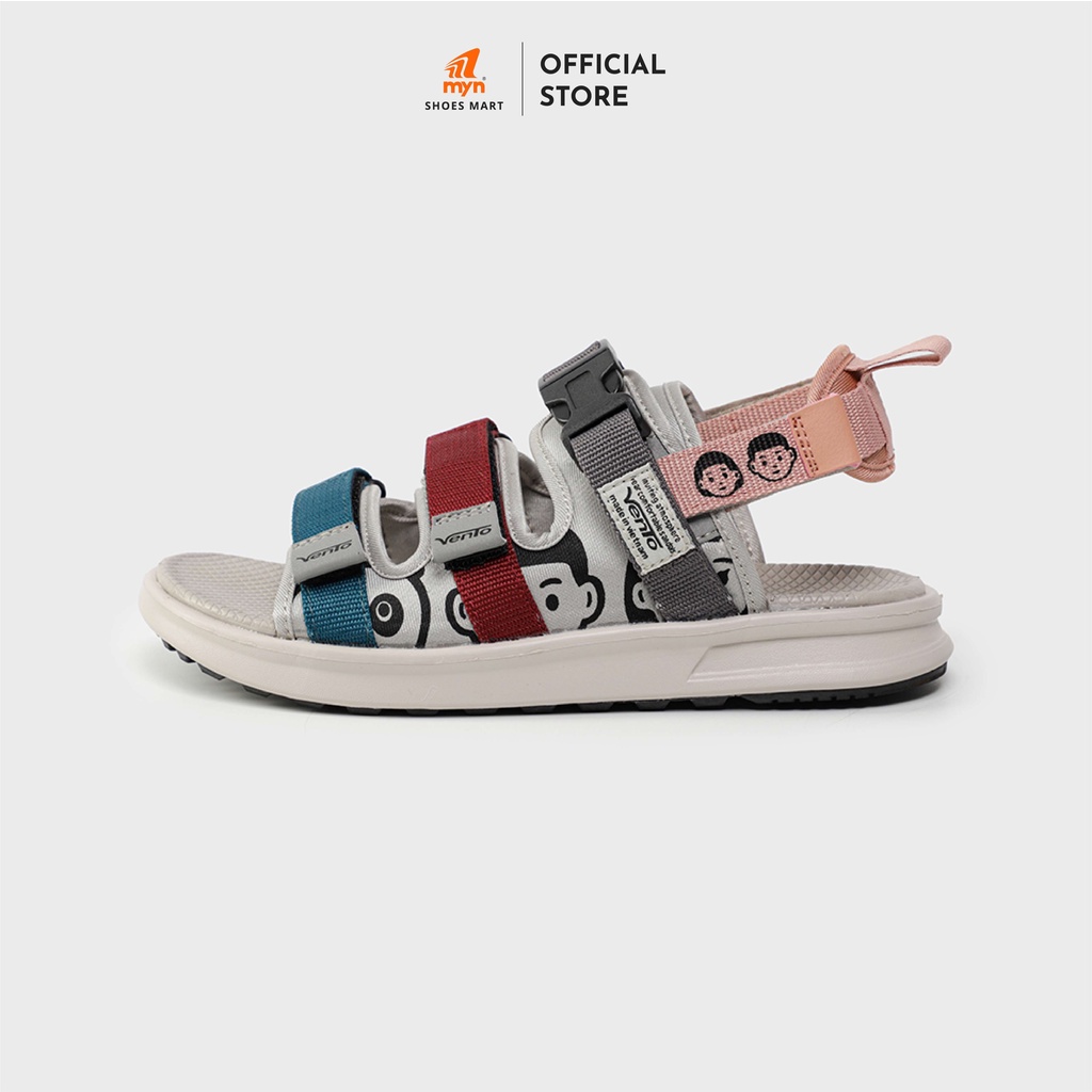 Giày Sandal Vento 3 quai NB80 màu ghi xanh ngọc hoạ tiết hoạt hình đế công nghệ IP