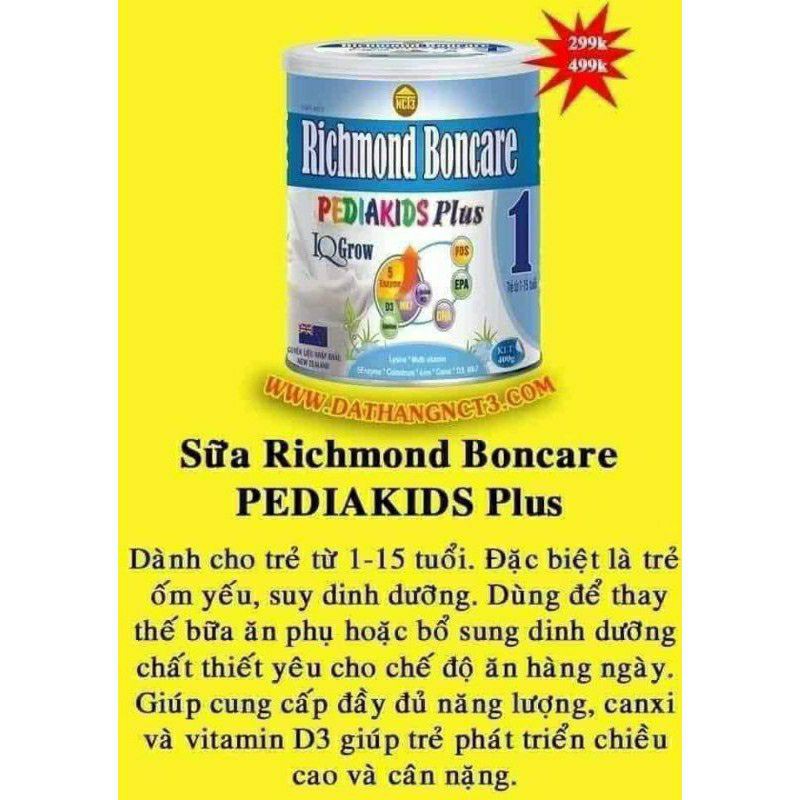 Sữa Richmond Boncare Pediakis Plus 900g