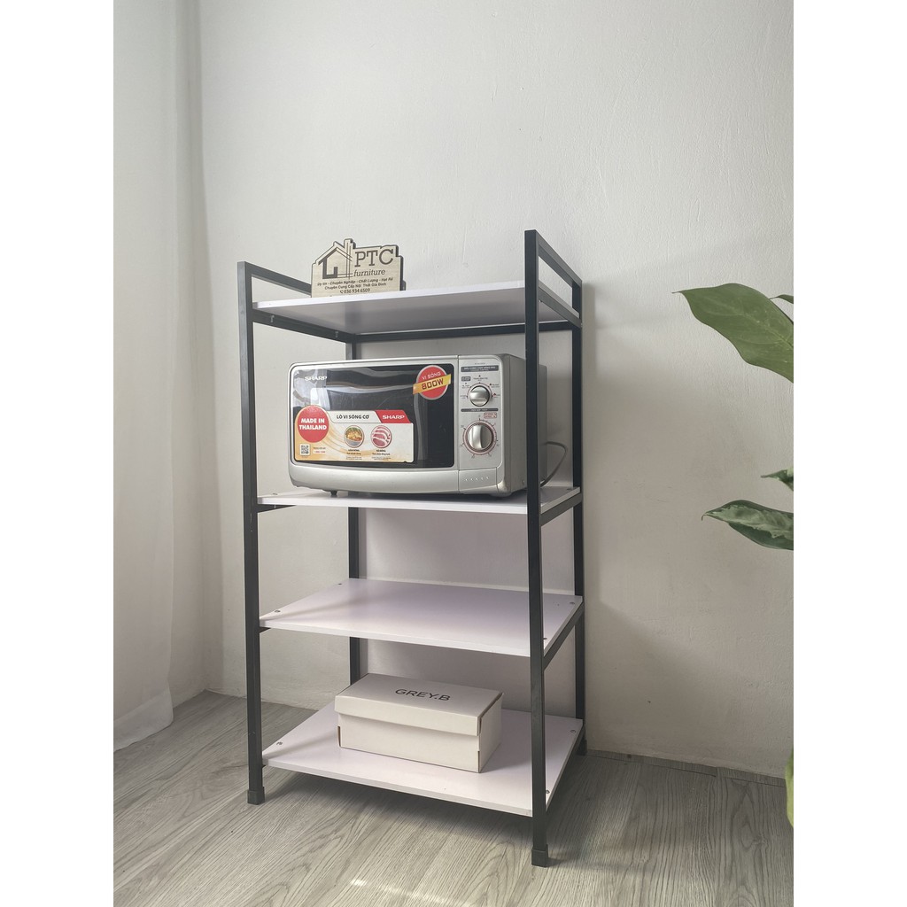 Kệ Lò Vi Sóng 4 Tầng Gỗ MDF Chất Lượng Cao Khung Sắt Sơn Tĩnh Điện | BigBuy360 - bigbuy360.vn