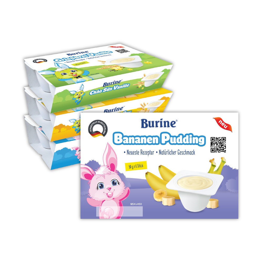 [QUÀ TẶNG] Cháo sữa/ Pudding ăn dặm Burine - HiPP dành cho bé từ 6 tháng tuổi (Vỉ 6 Hũ x 50g)