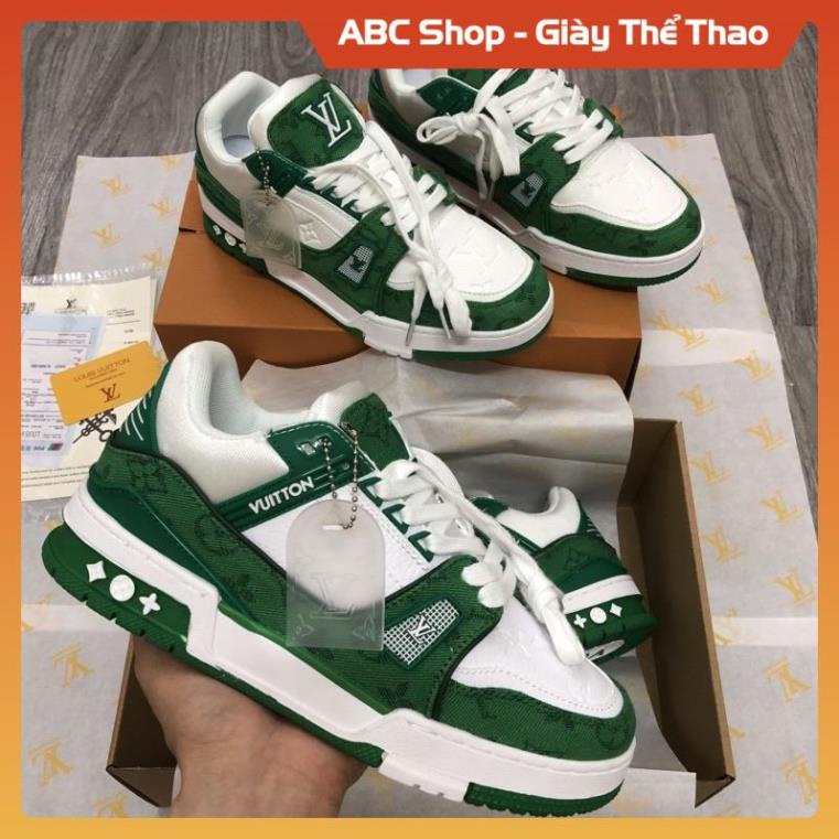 Giày LV xanh lá trắng bản sc, Giày thể thao nam nữ, giày louis vuitton xanh green