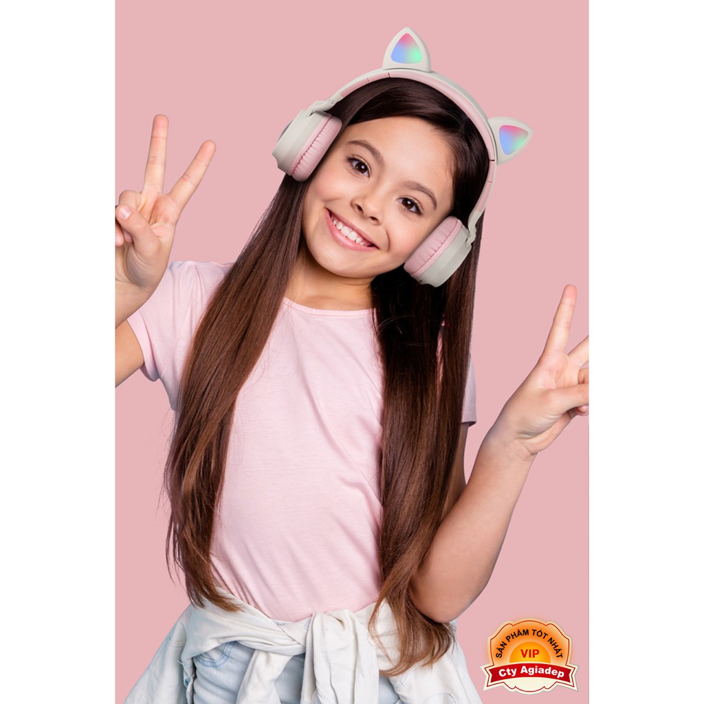 Tai nghe Bluetooth tai mèo xịn sò siêu cute sành điệu, tai nghe không dây chụp tai - ADG028C
