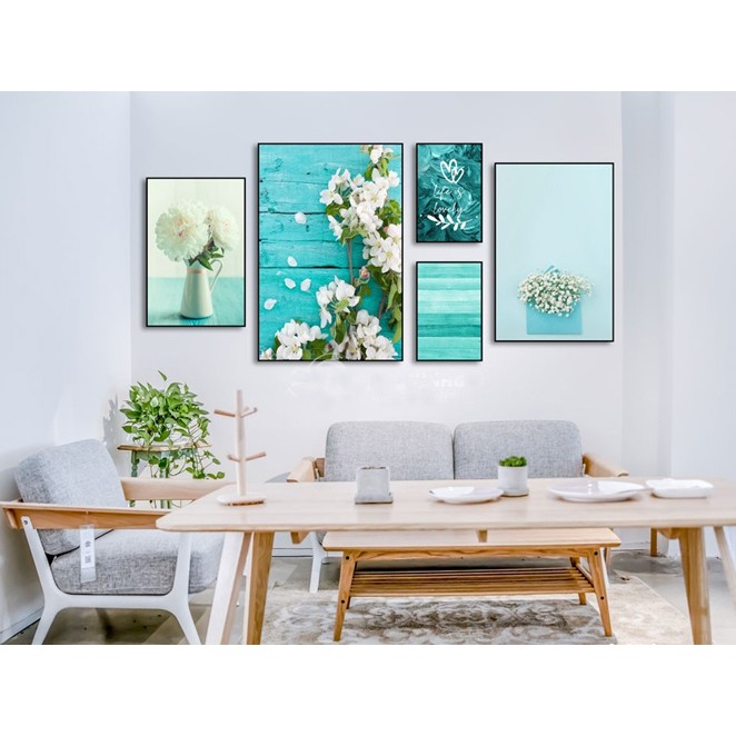 Bộ 3 tranh canvas Blue Mint Color - phong cách hiện đại