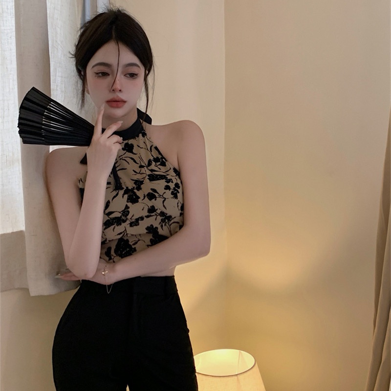 Áo Cổ Yếm Không Tay Thời Trang Mùa Hè Quyến Rũ Cho Nữ