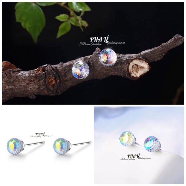Bông Sát Tai Pha Lê Tròn Dát Nhiễn Được Thiết Kế Từ Pha Lê Swarovski