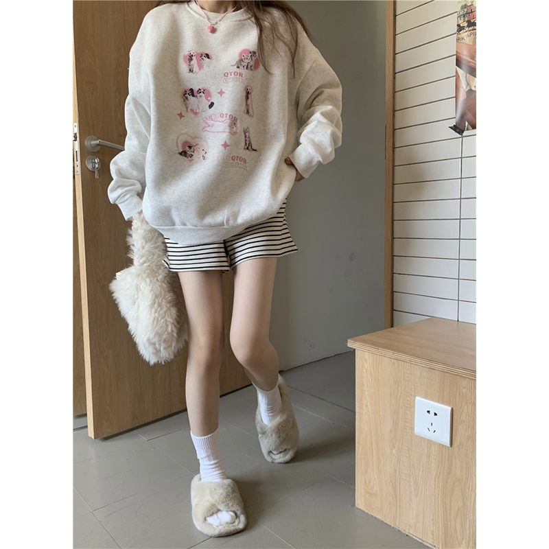 Áo sweater Cổ Tròn Dáng Rộng Màu Xanh Lá Đậm Thiết Kế Tương Phản Phong Cách Mỹ Cổ Điển Thời Trang Thu Đông Mới Cho Nam Và Nữ