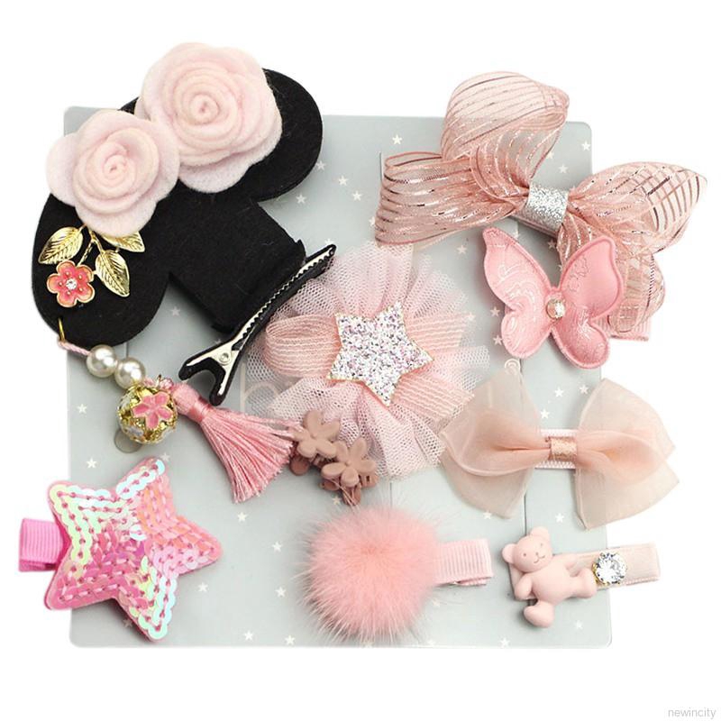 Set 10 kẹp tóc nơ dễ thương cho bé gái