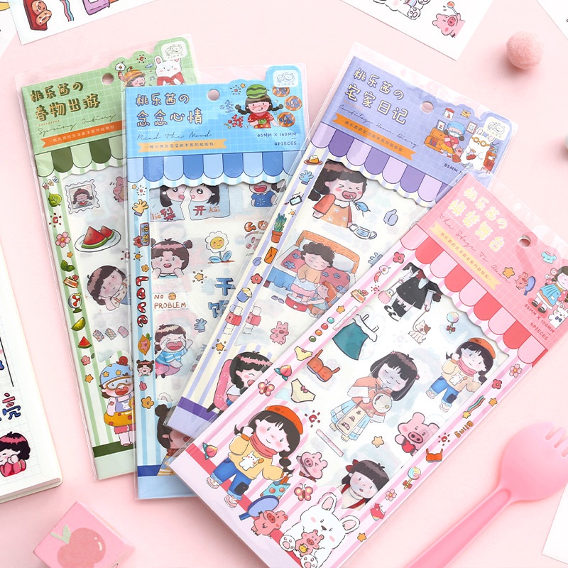 Set 4 Tấm Hình Dán Hoạt Hình MOHAMM