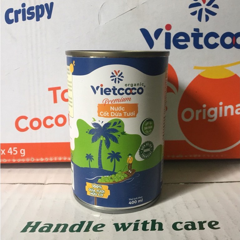 1 thùng ( 24 lon) nước cốt dừa tươi Organic Vietcoco 400ml